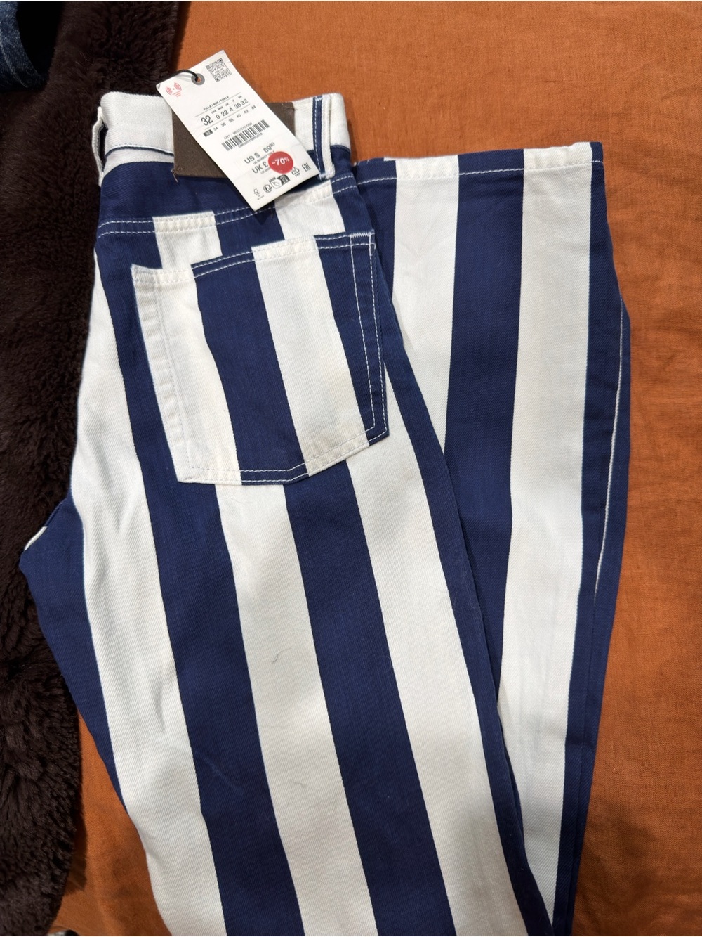 Zara Striped Navy and White women’s jeans